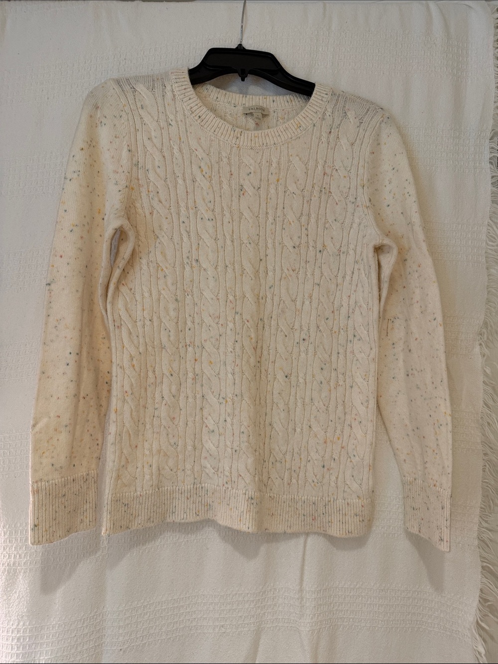 Talbots Cream Cable-Knit Sweater with Multicolor Flecks